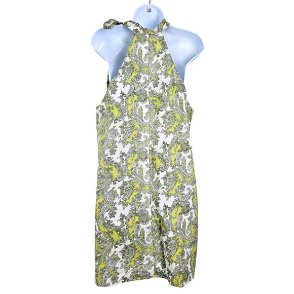 Cupshe Womens M Halter Neck Mini Dress Shoulder Tie Yellow & White Paisley Print - Picture 2 of 6